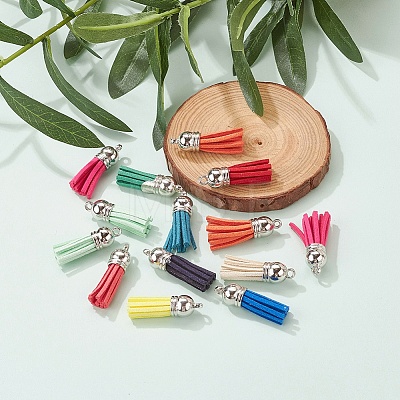 60Pcs 30 Colors Faux Suede Tassel Pendant Decorations FIND-YW0001-13P-1