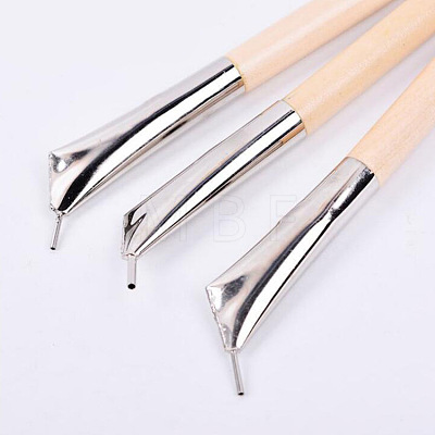 Stainless Steel Pottery Clay Sculpture Wax Tools Set AJEW-L072-56-1