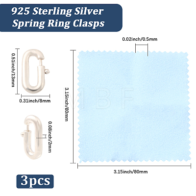 3Pcs 925 Sterling Silver Spring Gate Rings STER-BBC0008-64A-S-1
