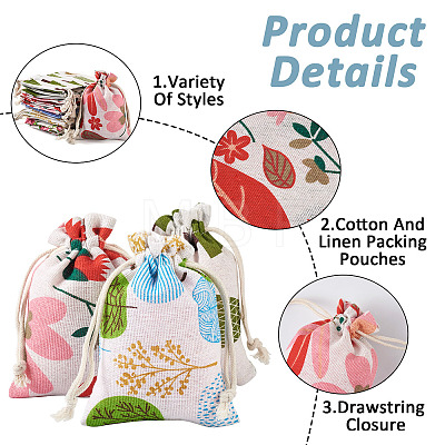 Kissitty 50Pcs 5 Styles Cloth Packing Pouches ABAG-KS0001-04-1