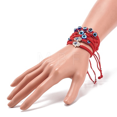 6Pcs 6 Style Alloy Hamsa Hand & Resin Evil Eye Braided Bead Bracelets Set BJEW-JB08370-1