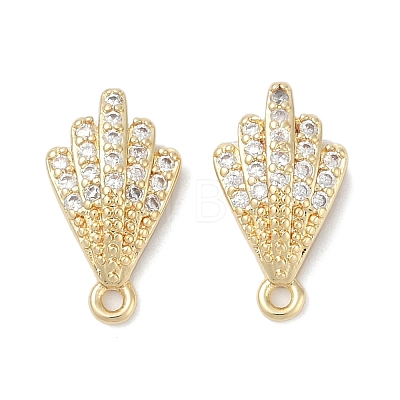 Brass Micro Pave Cubic Zirconia Stud Earring Findings KK-Z094-13G-1