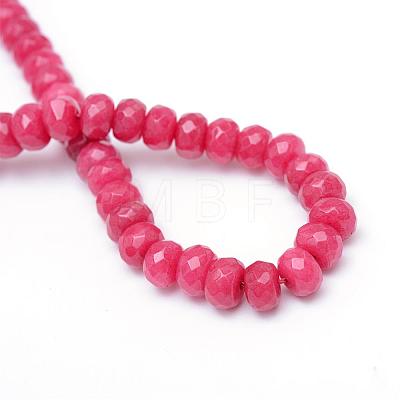 Faceted Rondelle Dyed Natural White Jade Bead Strands G-R343-6x8-17-1