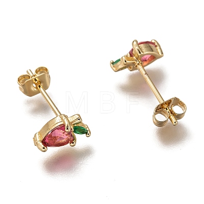 Brass Stud Earrings X-ZIRC-I051-05G-1