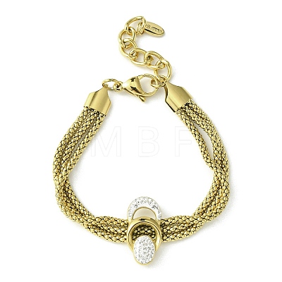304 Stainless Steel Popcorn Chains Triple Layer Multi-strand Bracelet BJEW-Q775-09G-1