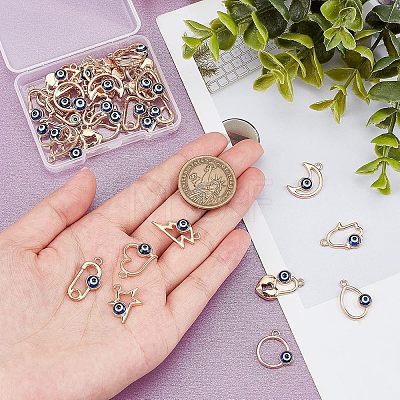 SUPERFINDINGS 36Pcs 9 Style Alloy Enamel Pendants FIND-FH0004-17-1