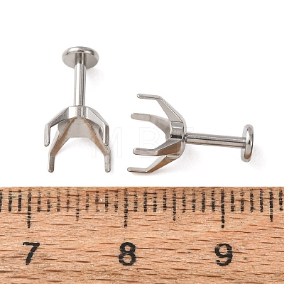 304 Stainless Steel Prong Earring Settings SA-CBA8B85-11E-01-1
