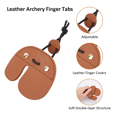 Fingers Cow Leather Archery Bow Gloves Tip Protector AJEW-WH0515-37-1