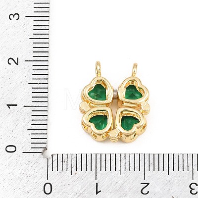Brass Micro Pave Green Cubic Zirconia Split Pendants KK-E798-04G-1