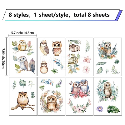 8 Sheets 8 Styles PVC Waterproof Wall Stickers DIY-WH0345-068-1