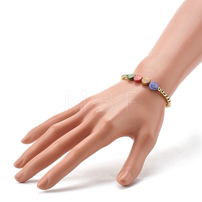 Flat Round Drawbench Acrylic Beads Stretch Bracelets BJEW-JB06677-1