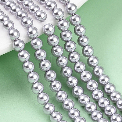 Baking Painted Pearlized Glass Pearl Bead Strands HY-N002-4mm-A04-1