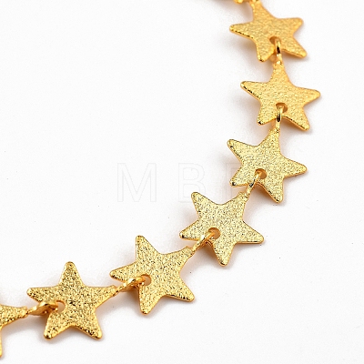 Textured Star Brass Link Bracelets BJEW-JB05350-1