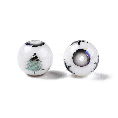 Christmas Opaque Glass Beads X-EGLA-R113-02E-1