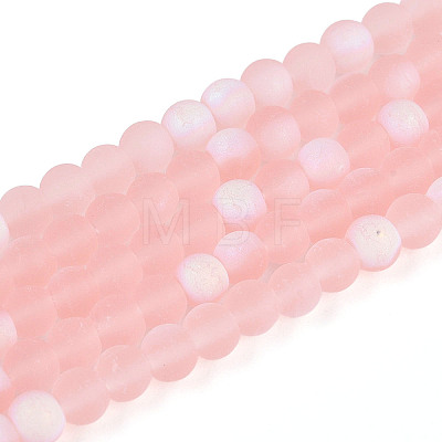 Frosted Transparent Glass Beads Strands GLAA-T032-T4mm-MBB10-1