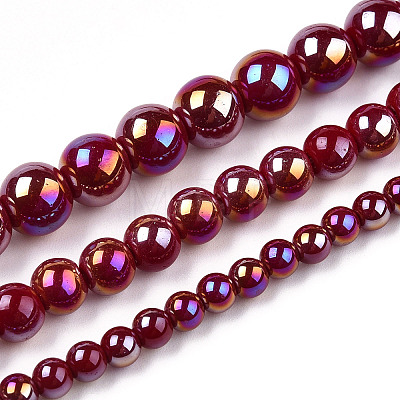 Electroplate Opaque Glass Beads Strands GLAA-T032-P8mm-AB05-1