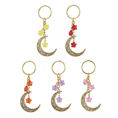 Tibetan Style Alloy Hollow Moon Pendant Keychain KEYC-JKC00690-1