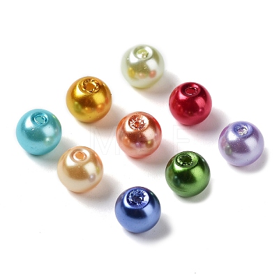 809Pcs Baking Painted Glass Pearl Round Beads HY-SZ0001-03-1