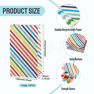 12Pcs Rainbow Color Rectangle Paper Candy Bags ABAG-TA0002-34B-1