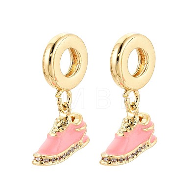 Brass Micro Pave Clear Cubic Zirconia and Enamel European Dangle Charms KK-T079-69G-1
