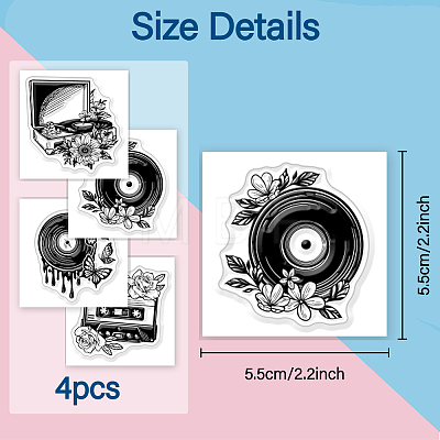 4Pcs 4 Styles PVC Stamp DIY-WH0487-0091-1