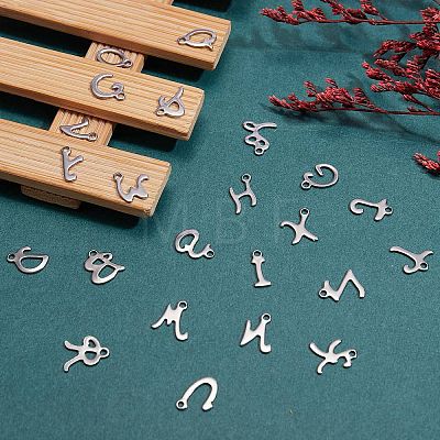 26Pcs 26 Letters 304 Stainless Steel Pendants STAS-SZ0001-65-1