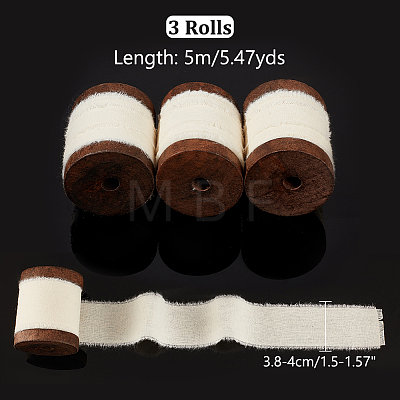5 Yards Cotton Frayed Fringe Ribbon OCOR-WH0081-37-1