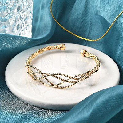 Brass Twisted Cuff Bangles BJEW-F482-02G-1