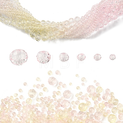 6 Styles Gradient Color Transparent Painted Glass Beads Strands DGLA-YW0001-28Y-1