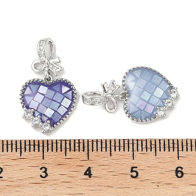 Rack Plating Brass Enamel Micro Pave Clear Cubic Zirconia Pendants KK-K380-05P-1