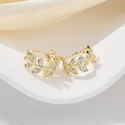 Brass Clear Cubic Zirconia Hoop Earrings EJEW-Q014-01G-1