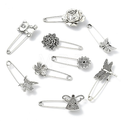 26Pcs 13 Styles Antique Silver Alloy Brooch JEWB-CJ0001-89-1