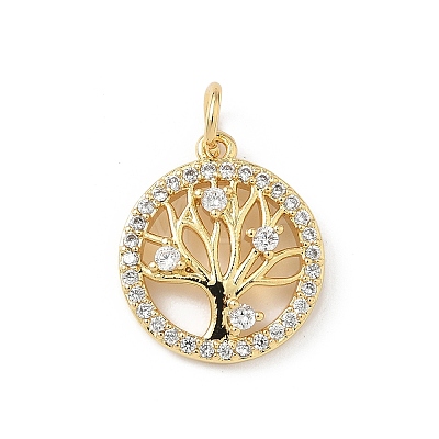 Brass Micro Pave Cubic Zirconia Pendants KK-S337-07G-D-1