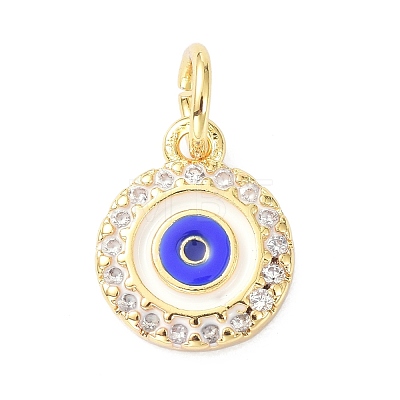 Brass Cubic Zirconia Enamel Charms ZIRC-C022-34G-1