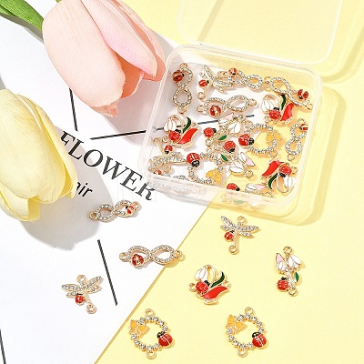 24Pcs 6 Styles Alloy Enamel Links Connector Charms ENAM-FS0002-91-1