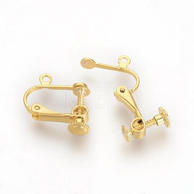 Brass Screw Clip-on Earring Findings KK-R071-04G-1
