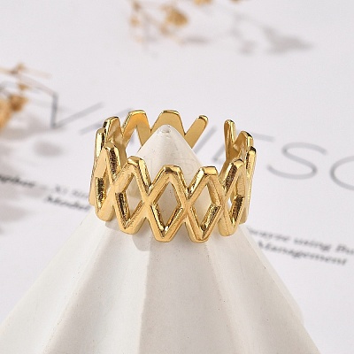 Letter X 304 Stainless Steel Open Cuff Rings RJEW-R014-02G-03-1