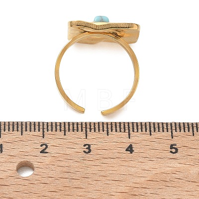 304 Stainless Steel & Synthetic Turquoise Cuff Rings GG-CBABFED-01G-1