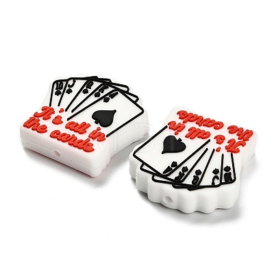 Playing Card Food Grade Eco-Friendly Silicone Focal Beads SIL-I007-18-1