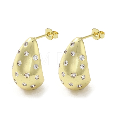 Brass with Cubic Zirconia Stud Earrings EJEW-G381-03G-1