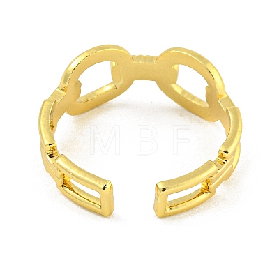 304 Stainless Steel Oval Link Chain Open Cuff Rings for Women RJEW-G321-03G-1