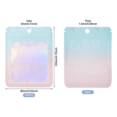 40Pcs Rectangle Glitter Holographic Plastic Resealable Packaging Bags ABAG-TA0001-97B-03-1