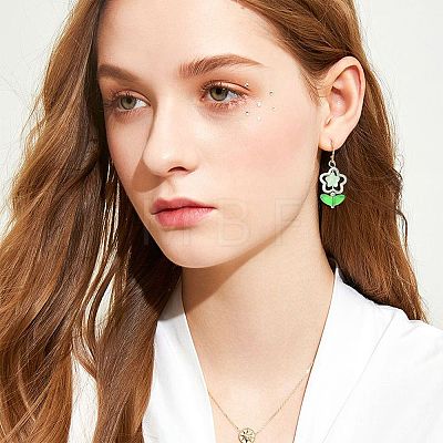 10Pcs 5 Colors Flower Glass Pendants PALLOY-FS00077-1