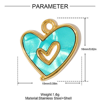 304 Stainless Steel Shell Pendants STAS-OY004-97G-1