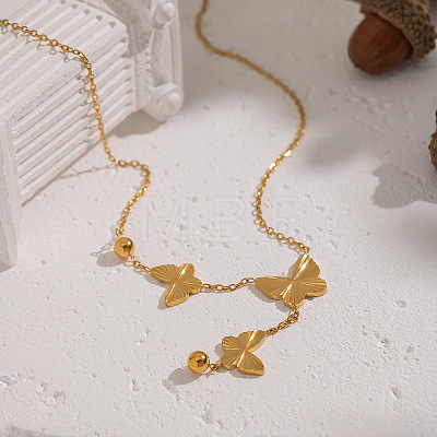 304 Stainless Steel Butterfly Pendant Necklaces for women EV4898-1