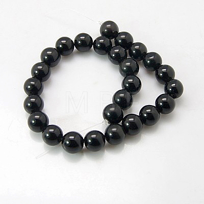 Synthetic Black Stone Beads Strands X-G-G088-12mm-1