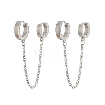 304 Stainless Steel Double Hoop Earrings LS-MR5032-1