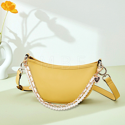 WADORN 3Pcs 3 Colors Imitation Leather & ABS Plastic Imitation Pearl Double Strand Bag Handles FIND-WR0008-09-1