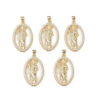 Rack Plating Brass Micro Pave Cubic Zirconia Pendants KK-F848-03G-1