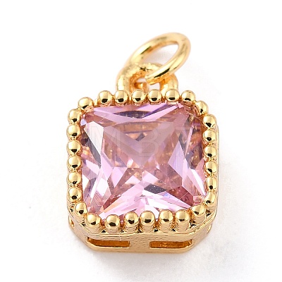 Real 18K Gold Plated Brass Inlaid Cubic Zirconia Charms ZIRC-L100-073G-06-1